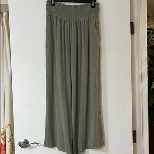 Olive Green Wide-Leg Pants